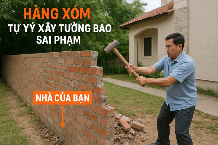Hàng xóm xây tường lấn đất, gia chủ có quyền tự tháo dỡ không? - Ảnh 1
