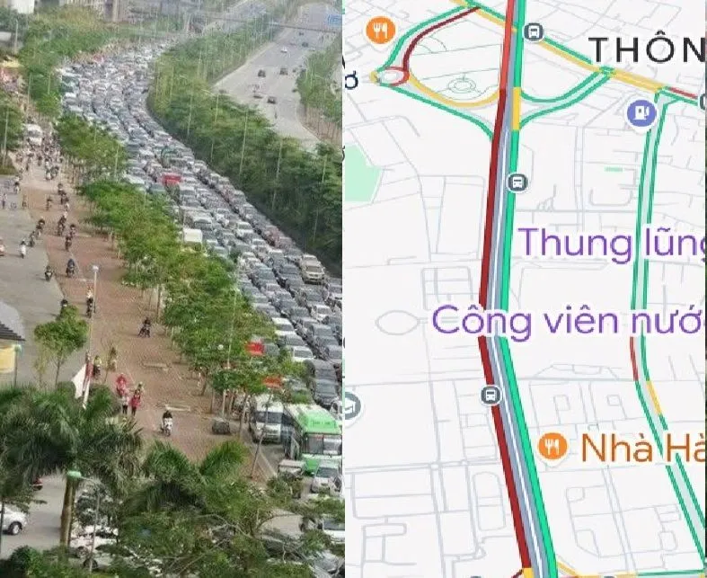 Ùn ứ trên 2 tuyến đường vừa dựng hàng rào cứng phân làn ô tô, xe máy tại Hà Nội - Ảnh 3