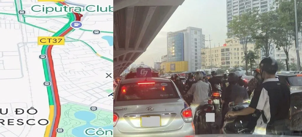 Ùn ứ trên 2 tuyến đường vừa dựng hàng rào cứng phân làn ô tô, xe máy tại Hà Nội - Ảnh 6