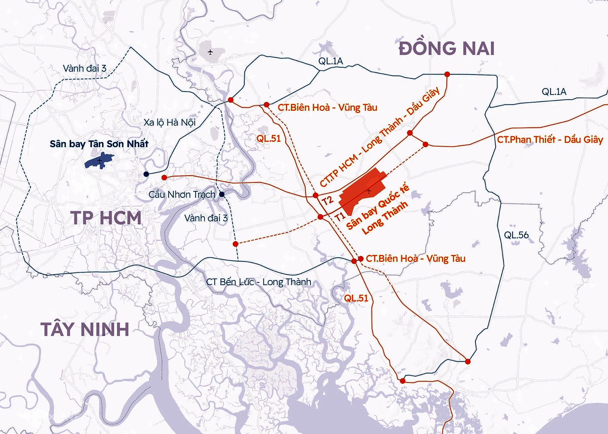 Những tuyến đường kết nối TP HCM và các tỉnh lân cận với sân bay Long Thành - Ảnh 1