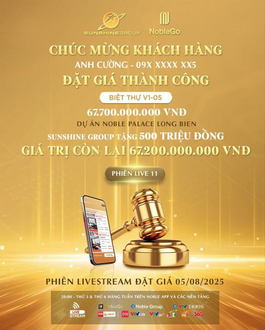Biệt thự gần 70 tỷ được đặt giá thành công trên livestream 5/8 của Sunshine Group - Ảnh 1