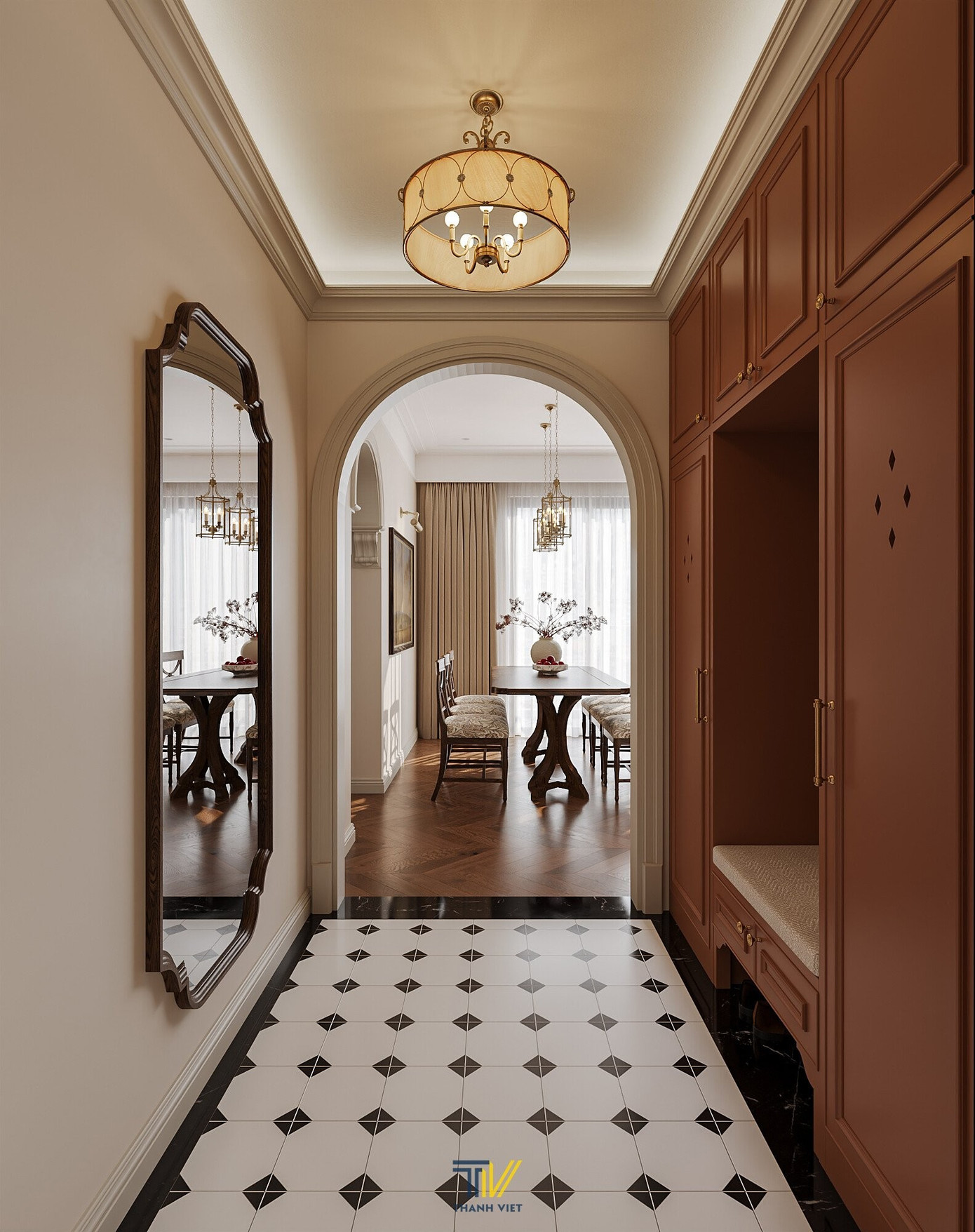 Thiết kế nội thất phong cách Âu Mỹ cho căn hộ 110m2 - Ảnh 3