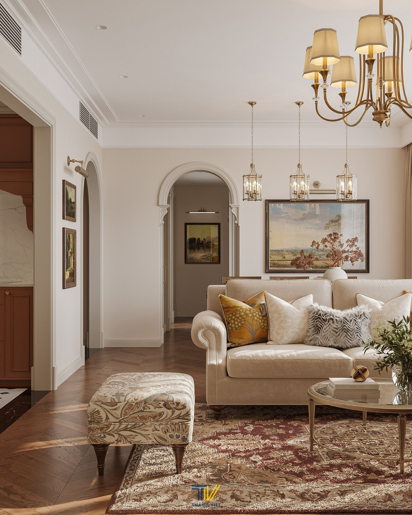 Thiết kế nội thất phong cách Âu Mỹ cho căn hộ 110m2 - Ảnh 2