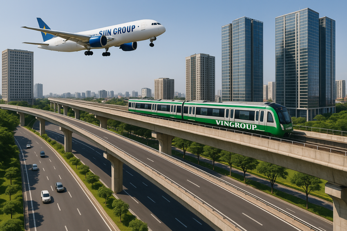 Tàu điện, hàng không và những pha ‘chơi lớn’ của Vingroup, Sun Group để kết nối dự án tỷ USD - Ảnh 1