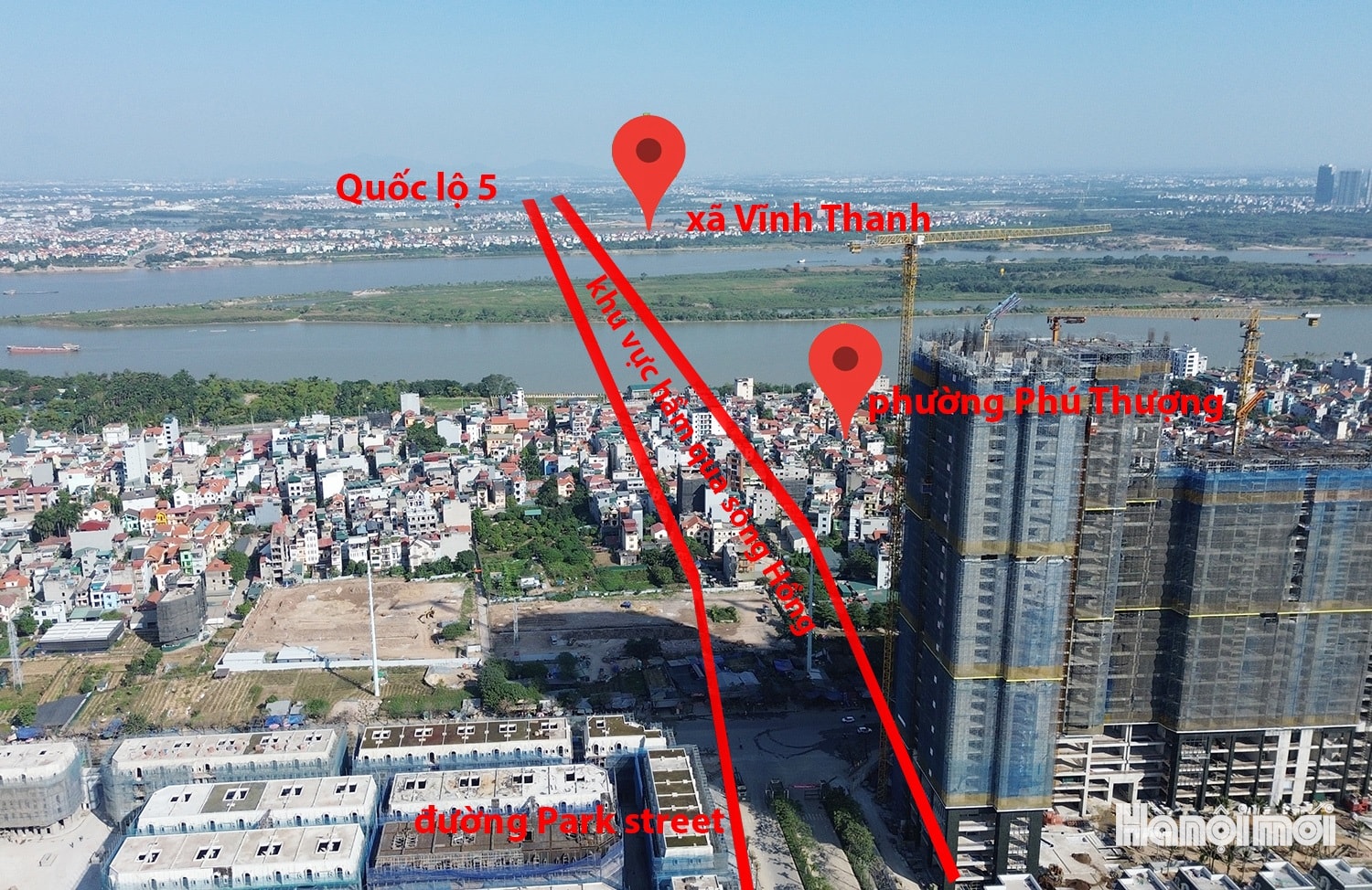 Toàn cảnh khu vực sẽ xây hầm qua sông Hồng gần 22 nghìn tỷ đồng - Ảnh 1