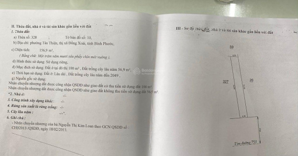 Bán đất tặng nhà cấp 4, mặt tiền đường Lê Quý Đôn, TP Đồng Xoài