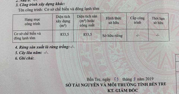 Bán nhà máy cấp đông thủy sản, diện tích 4.500m2