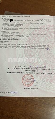 Cần bán nhà hẻm đường Nguyễn Thị Minh khai q1