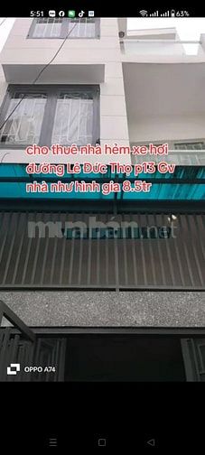 Cho thuê nhà 4x12m 1 trệt 2 lầu st 3pn