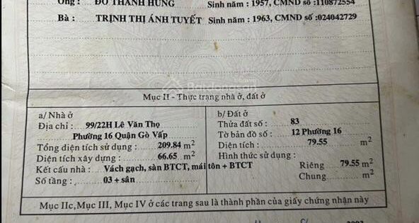 Chính cần bán gấp nhà 532/40 Lê Văn Thọ, P16, Gò Vấp. Liên hệ Chị Liên 0921 720 *** xem nhà.