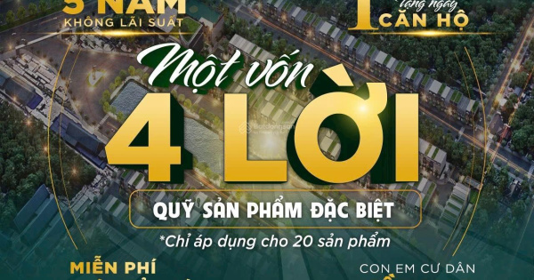 Bán đất SHR tặng căn hộ, DT 100m2 1tỷ6, bank 70% góp 5 năm không lãi, CK lên đến 15 chỉ vàng SJC