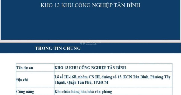 Bán kho xưởng trong khu công nghiệp Tân Bình Quận Tân Phú