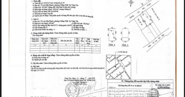 Bán nhà mặt tiền đường Lưu Hữu Phước - Phường Thắng Nhất - TP Vũng Tàu