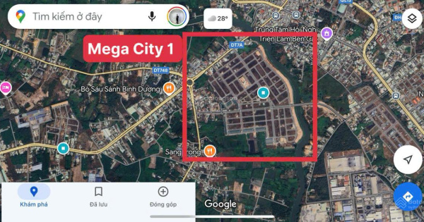 Mega City 1 - bán lô A6-16, đường N2 gần sông thị tính, 1ty120, bến cát, bình dương