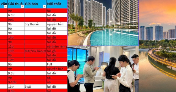 Bảng hàng cho thuê chung cư vinhomes smart city 26/10-Top 20 căn giá rẻ nhất-Check căn theo yêu cầu