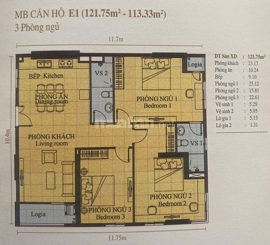 3PN 121M2 Chung cư Era Town. Quận 7.