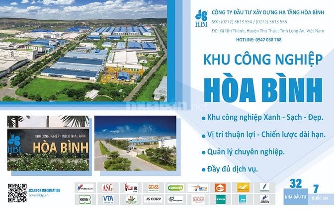 Chính chủ cần sang nhượng 1.1ha đất công nghiệp tại KCN Hòa Bình cách