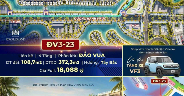 Bán căn ĐV3 - 23 đối diện Vincom Mega Mall, Vinhome Vũ Yên Hải Phòng