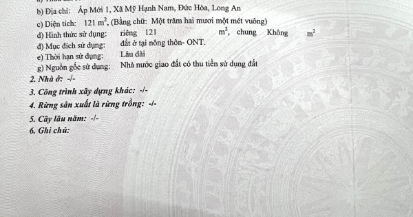 Nhà cấp 4, Đường Giồng Lớn, Ấp mới 1, xã Mỹ Hạnh Nam, huyện Đức Hoà, tỉnh Long An.