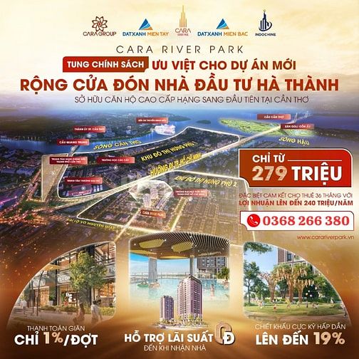 Căn hộ Cara River Park sở hữu chỉ từ 279tr, cam kết cho thuê 240tr/năm